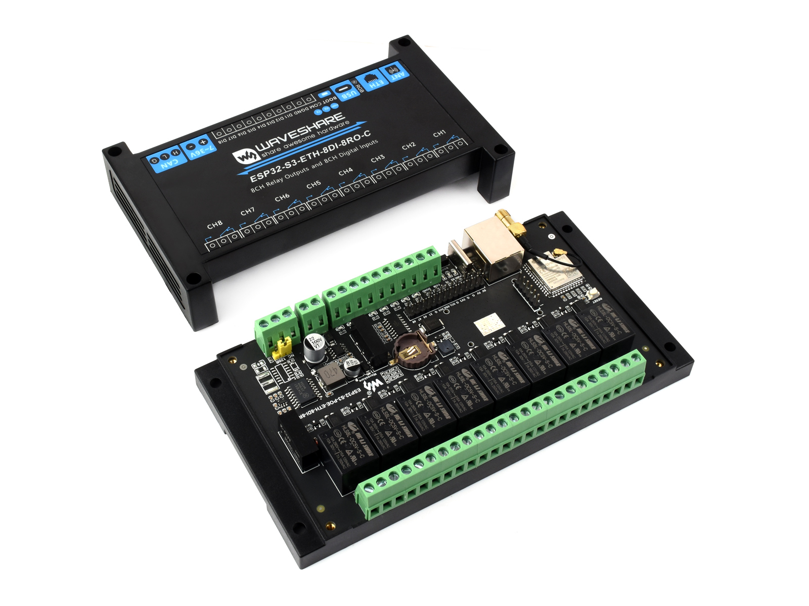 Waveshare Esp32 - Industrielles 8-Kanal-ESP32-S3-WLAN-Relaismodul, integrierte isolierte CAN-Schnittstelle, mehrere