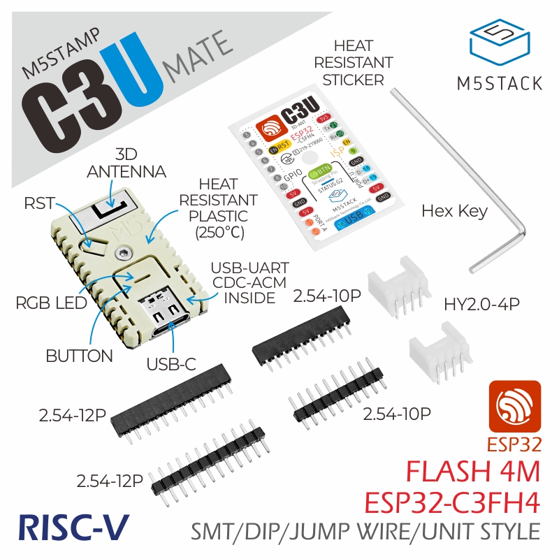 M5Stack Core2 - M5Stack Offizielles M5Stamp C3U Mate mit