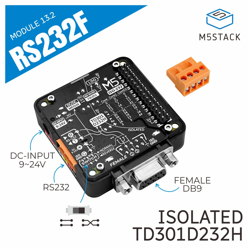 M5Stack - Offizielles M5Stack RS232-Modul 13.2 mit DB9-Buchse