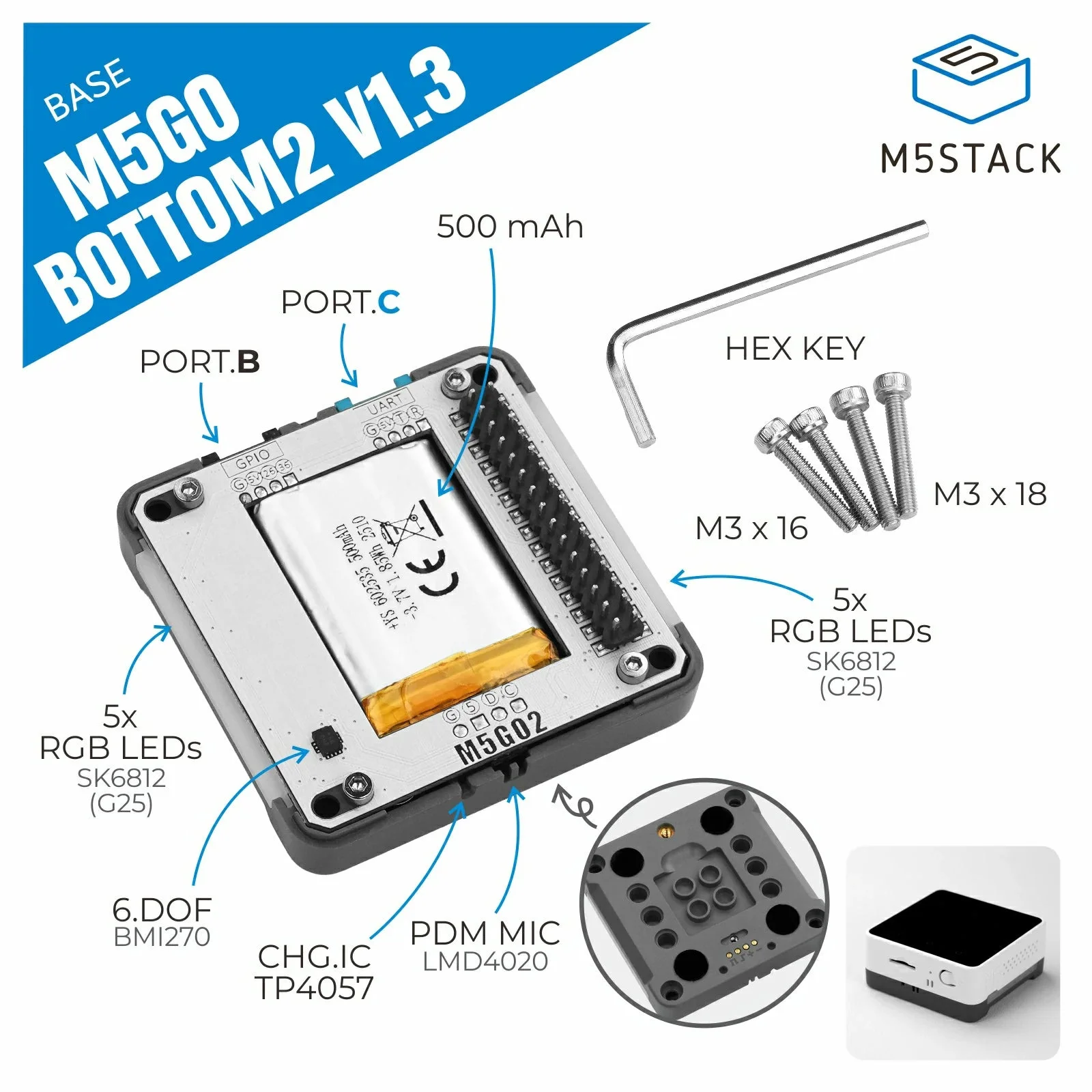 M5Stack Base M5GO Bottom2 v1.3 – M5Stack Core2 Bewertung und Preis